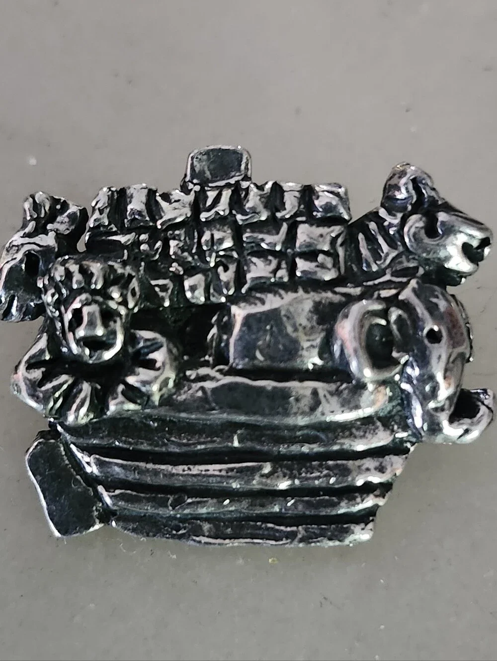 Vtg Sheridan Silver-Tone Noah's Ark Brooch
